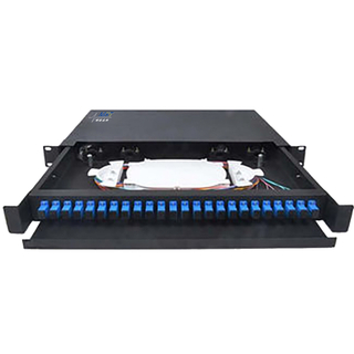 24 Port Fiber Optic Patch Panel 1U 19 Inch SC / LC Connector Drawer With Guild Rail